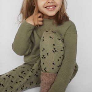 Zara girls floral waffle knit set